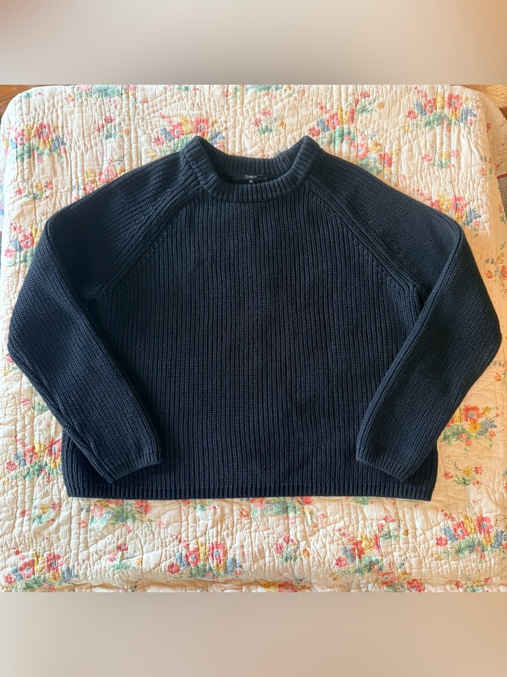 Quince 100% Organic Cotton Fisherman Crew Sweater — Black, XL